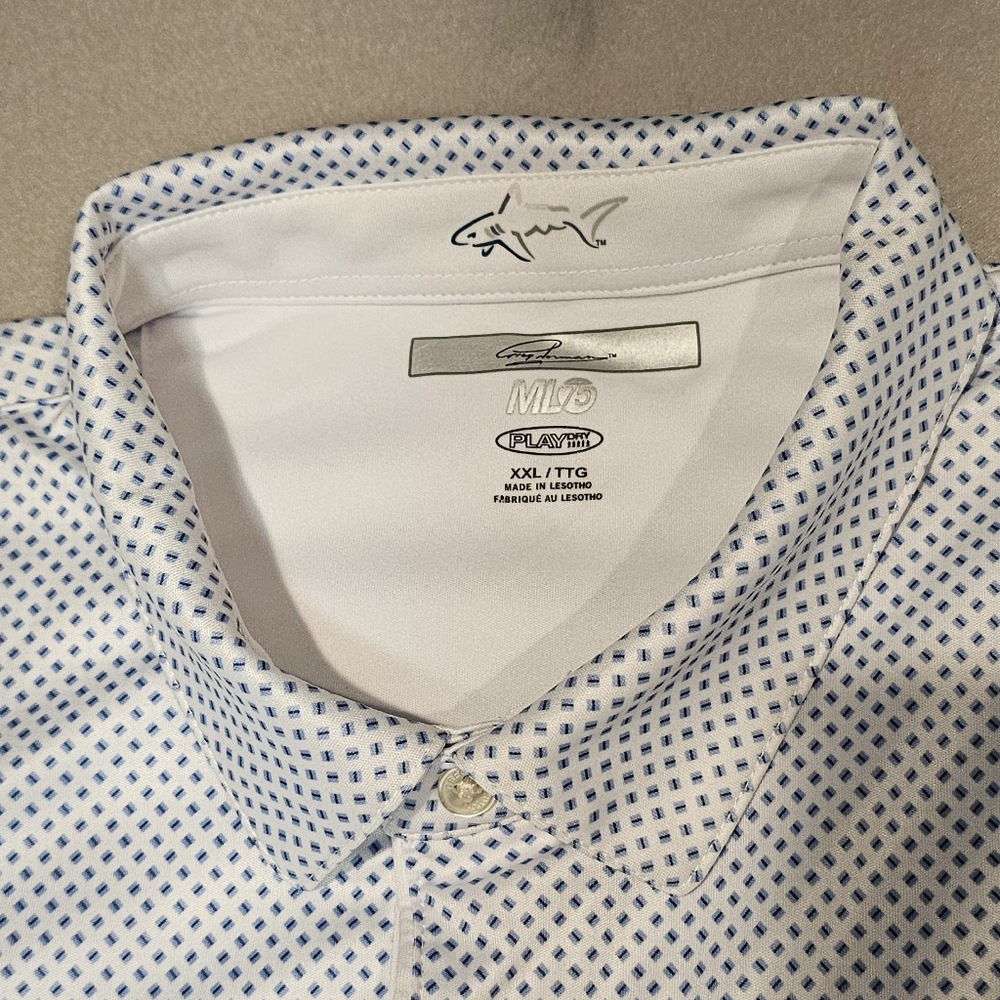 Greg Norman Men's Blue Patterned Polo Shirt Size XXL - Picture 2 of 7